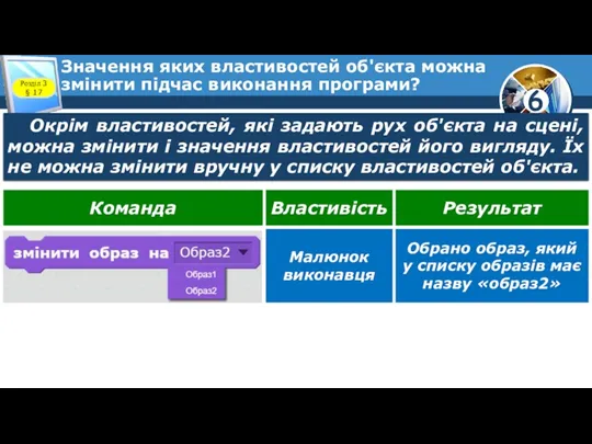 Значення яких властивостей об'єкта можна змінити підчас виконання програми? Розділ