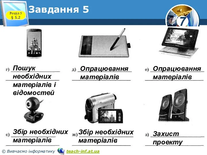 Завдання 5 Розділ 5 § 5.2 Пошук необхідних матеріалів і