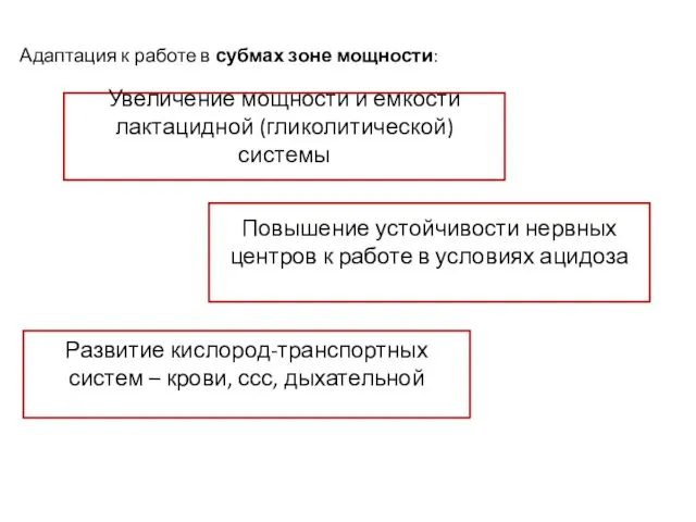 Адаптация к работе в субмах зоне мощности: Увеличение мощности и