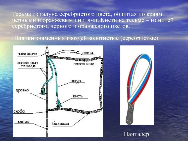 Тесьма из галуна серебристого цвета, обшитая по краям черными и