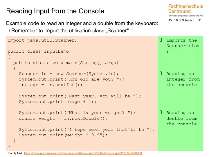 Example code to read an integer and a double from