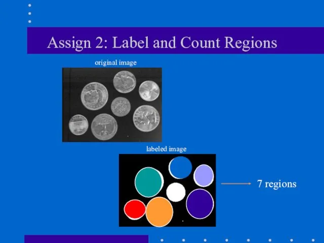 Assign 2: Label and Count Regions labeled image original image 7 regions