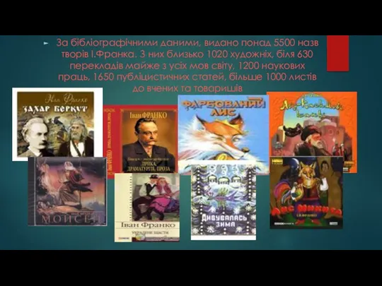 За бібліографічними даними, видано понад 5500 назв творів І.Франка. З