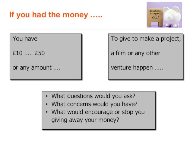 If you had the money ….. You have £10 ….