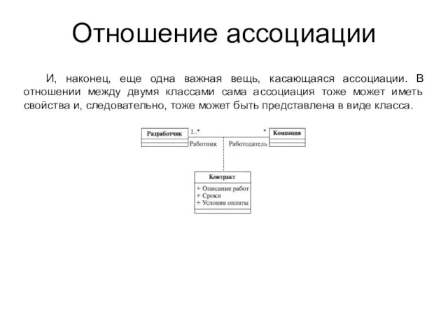 Отношение ассоциации И, наконец, еще одна важная вещь, касающаяся ассоциации.