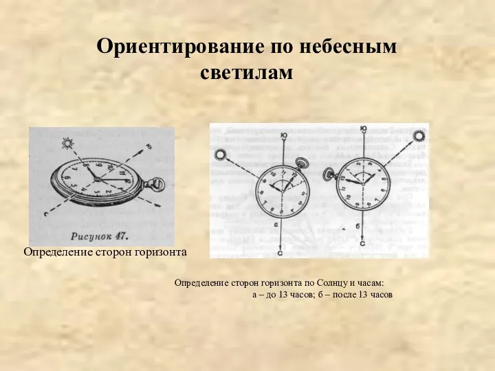 Ориентирование по небесным светилам Определение сторон горизонта