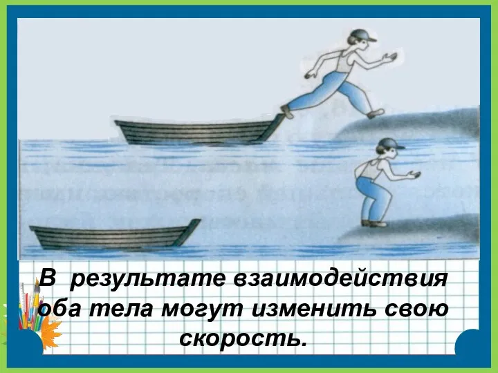 В результате взаимодействия оба тела могут изменить свою скорость.