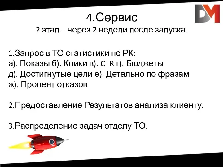 4.Сервис 2 этап – через 2 недели после запуска. 1.Запрос