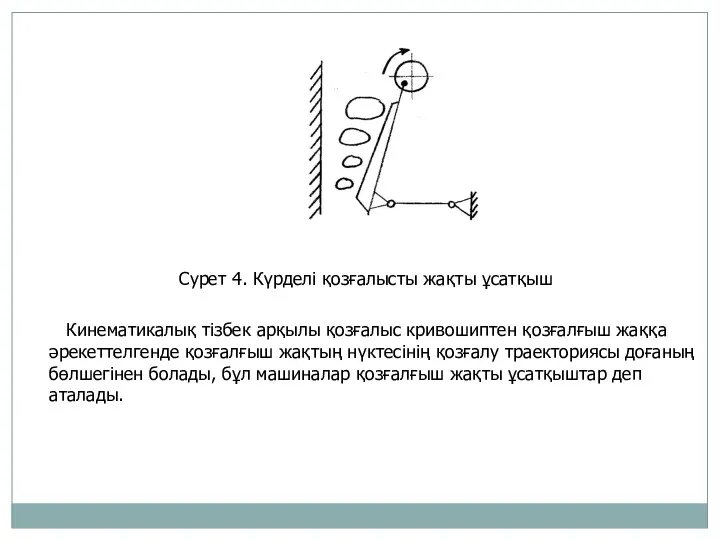 Сурет 4. Күрделі қозғалысты жақты ұсатқыш Кинематикалық тізбек арқылы қозғалыс