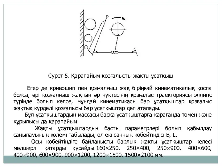 Сурет 5. Қарапайым қозғалысты жақты ұсатқыш Егер де кривошип пен