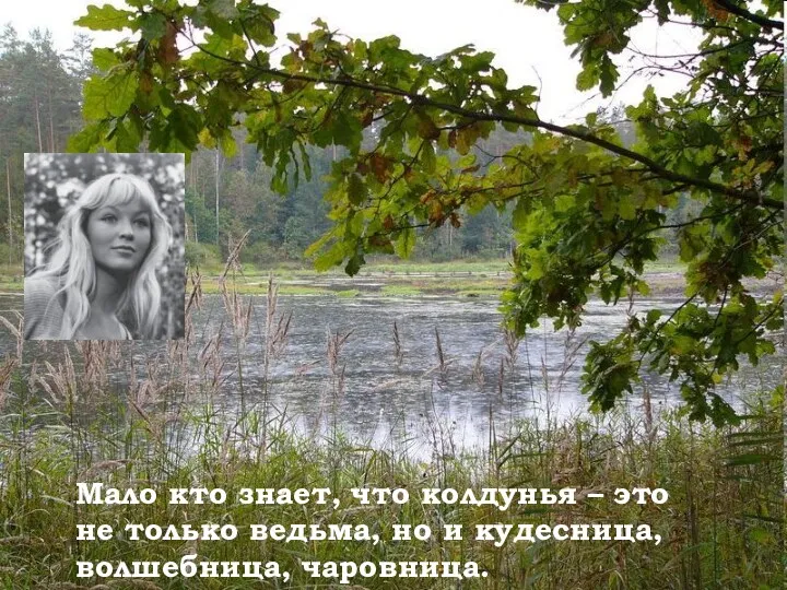 Мало кто знает, что колдунья – это не только ведьма, но и кудесница, волшебница, чаровница.