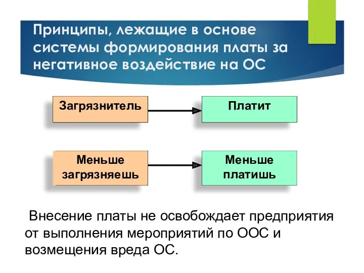 Принципы, лежащие в основе системы формирования платы за негативное воздействие