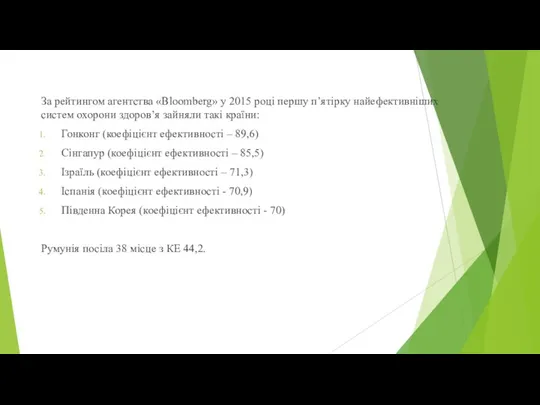 За рейтингом агентства «Bloomberg» у 2015 році першу п’ятірку найефективніших