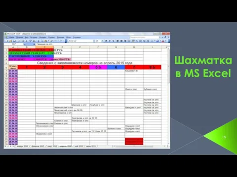 Шахматка в MS Excel