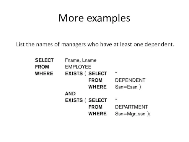 List the names of managers who have at least one dependent. More examples