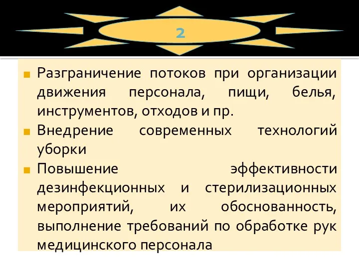 Разграничение потоков при организации движения персонала, пищи, белья, инструментов, отходов