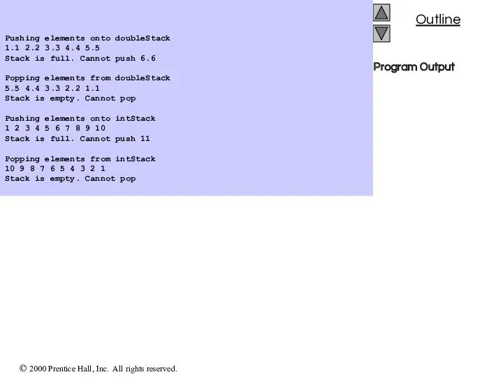 Program Output Pushing elements onto doubleStack 1.1 2.2 3.3 4.4