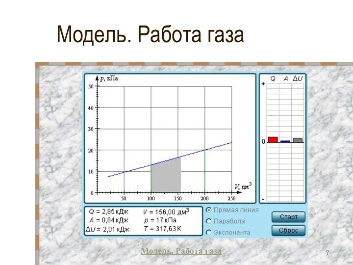 Модель. Работа газа Модель. Работа газа