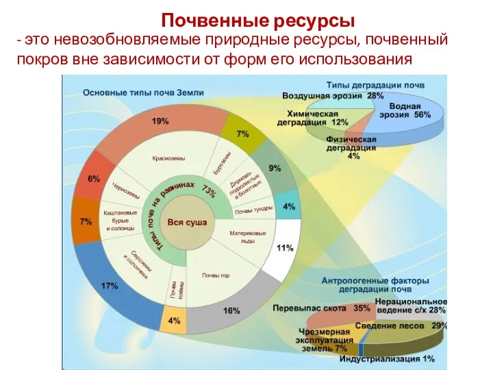 Почвенные ресурсы - это невозобновляемые природные ресурсы, почвенный покров вне зависимости от форм его использования