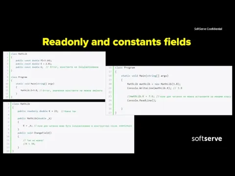 Readonly and constants fields