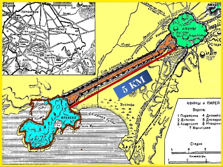 ПИРЕЙ 5 КМ СЕВЕРНАЯ ДЛИННАЯ СТЕНА СРЕДНЯЯ ДЛИННАЯ СТЕНА ЮЖНАЯ ДЛИННАЯ СТЕНА