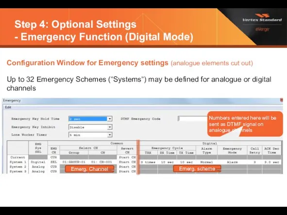 Step 4: Optional Settings - Emergency Function (Digital Mode) Configuration