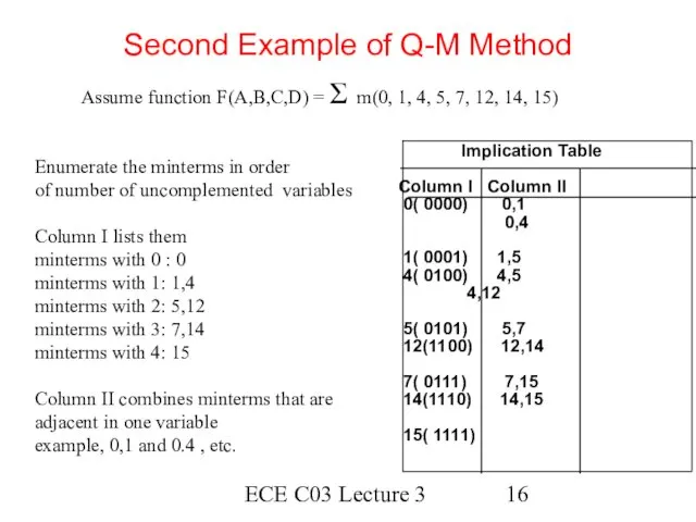 ECE C03 Lecture 3 Second Example of Q-M Method Assume