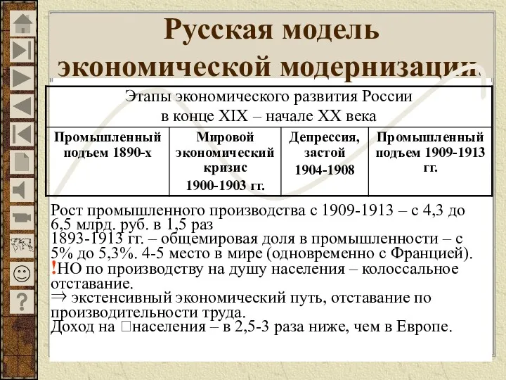 Русская модель экономической модернизации. Рост промышленного производства с 1909-1913 –