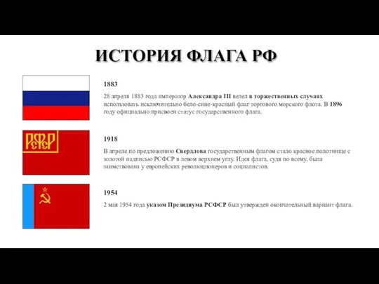 ИСТОРИЯ ФЛАГА РФ 1883 28 апреля 1883 года император Александра