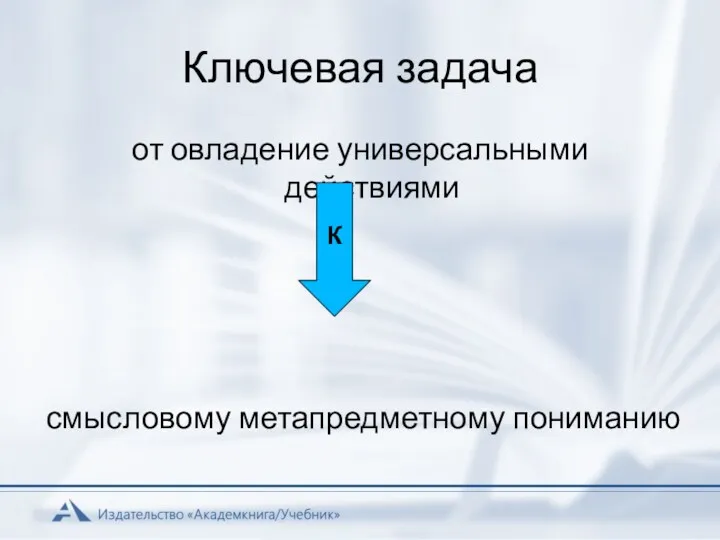 Ключевая задача от овладение универсальными действиями смысловому метапредметному пониманию К