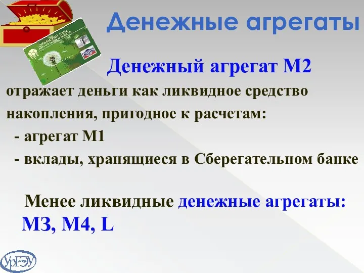 Денежные агрегаты Денежный агрегат М2 отражает деньги как ликвидное средство