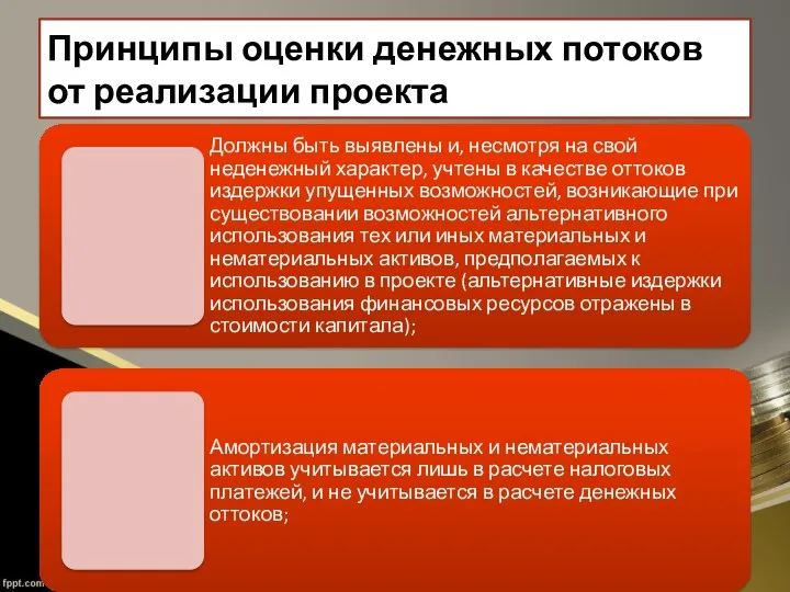 Принципы оценки денежных потоков от реализации проекта