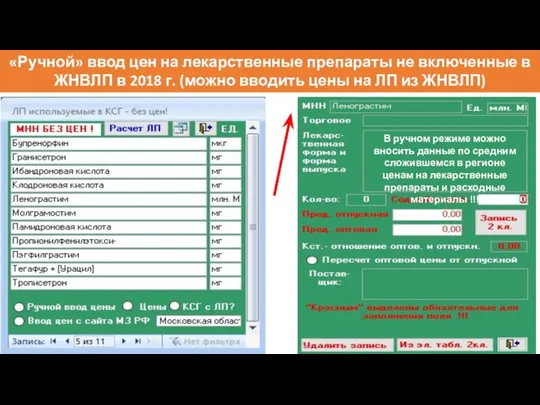 «Ручной» ввод цен на лекарственные препараты не включенные в ЖНВЛП