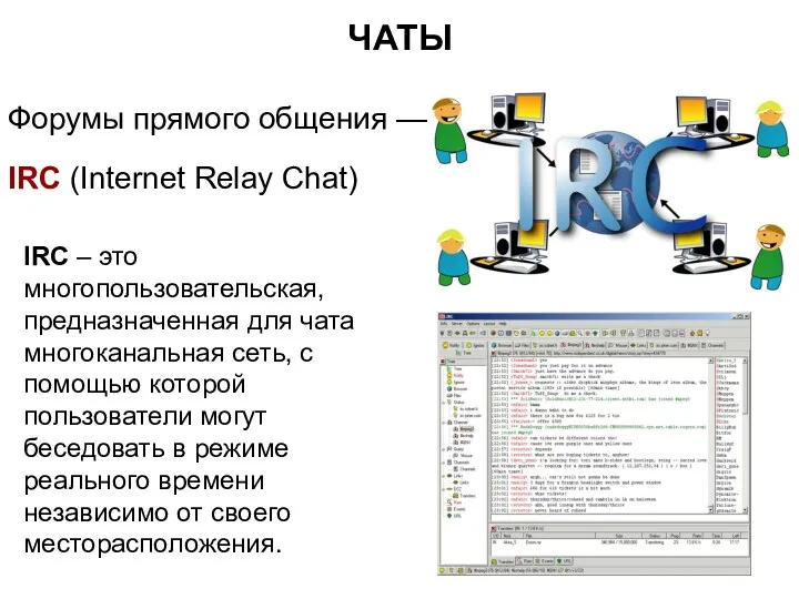 ЧАТЫ Форумы прямого общения — IRC (Internet Relay Chat)