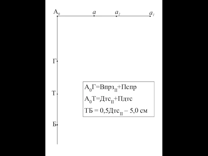 А0Г=ВпрзII+Пспр А0Т=ДтсII+Пдтс ТБ = 0,5ДтсII – 5,0 см