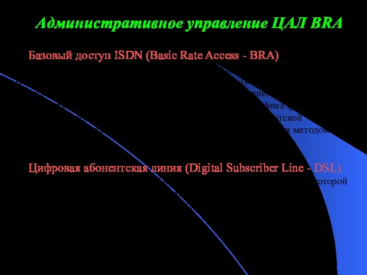 Административное управление ЦАЛ BRA Базовый доступ ISDN (Basic Rate Access - BRA) предусматривает