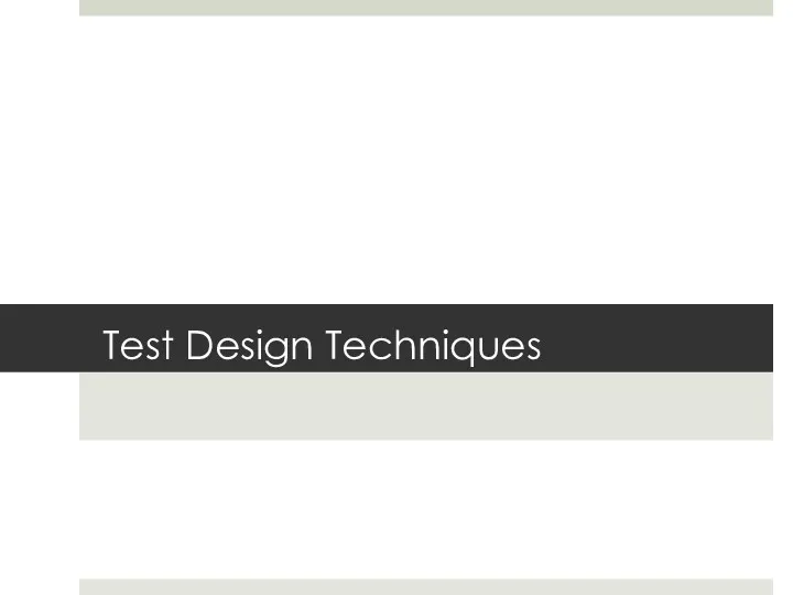 Test Design Techniques