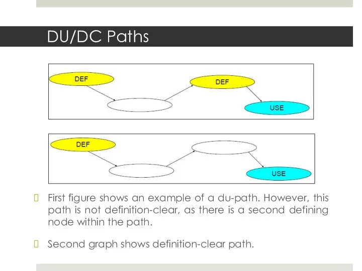DU/DC Paths First figure shows an example of a du-path.
