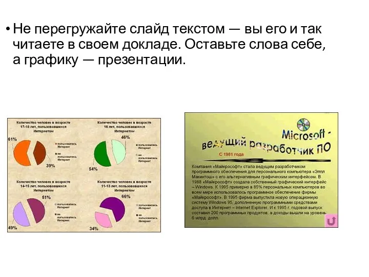 Не перегружайте слайд текстом — вы его и так читаете