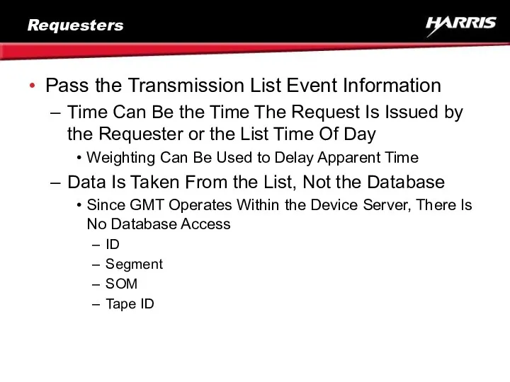 Requesters Pass the Transmission List Event Information Time Can Be