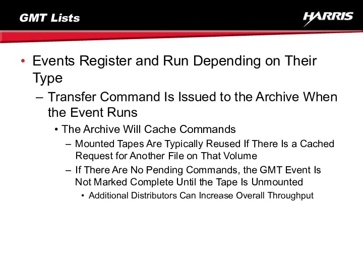 GMT Lists Events Register and Run Depending on Their Type