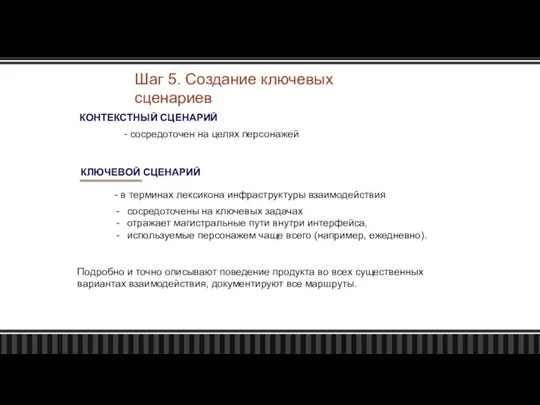 Шаг 5. Создание ключевых сценариев КЛЮЧЕВОЙ СЦЕНАРИЙ - в терминах