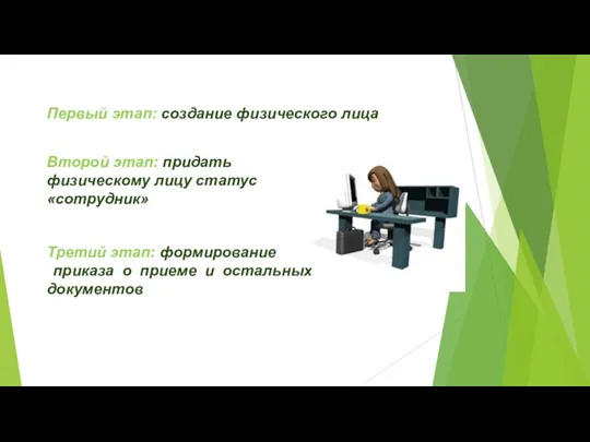 Первый этап: создание физического лица Второй этап: придать физическому лицу