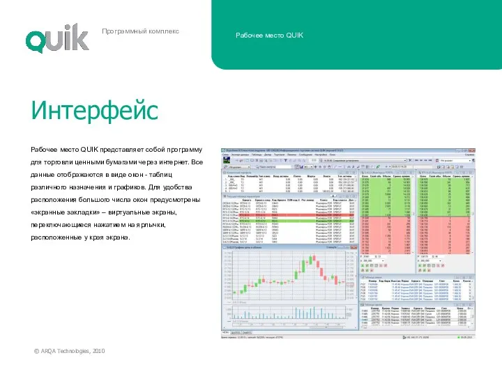 Рабочее место QUIK представляет собой программу для торговли ценными бумагами