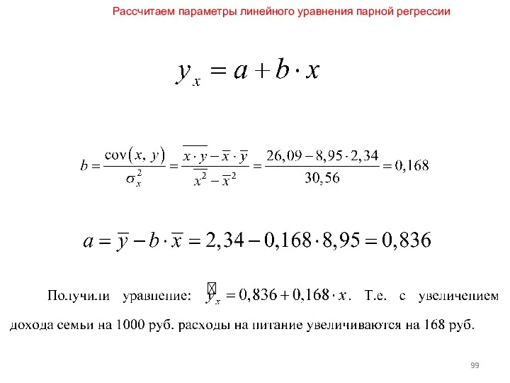 Рассчитаем параметры линейного уравнения парной регрессии