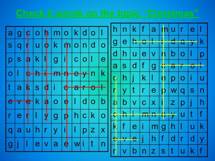 Check 6 words on the topic “Christmas”