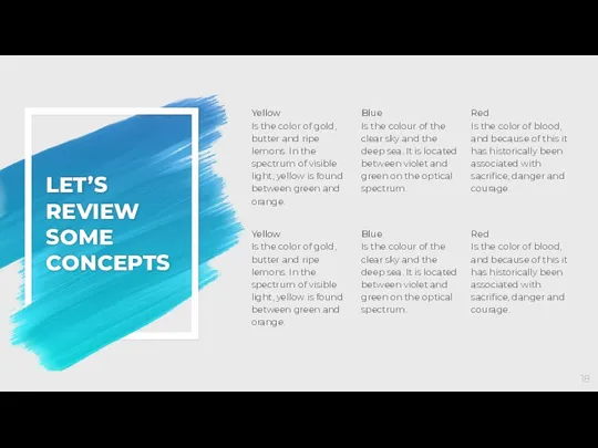 LET’S REVIEW SOME CONCEPTS Yellow Is the color of gold,