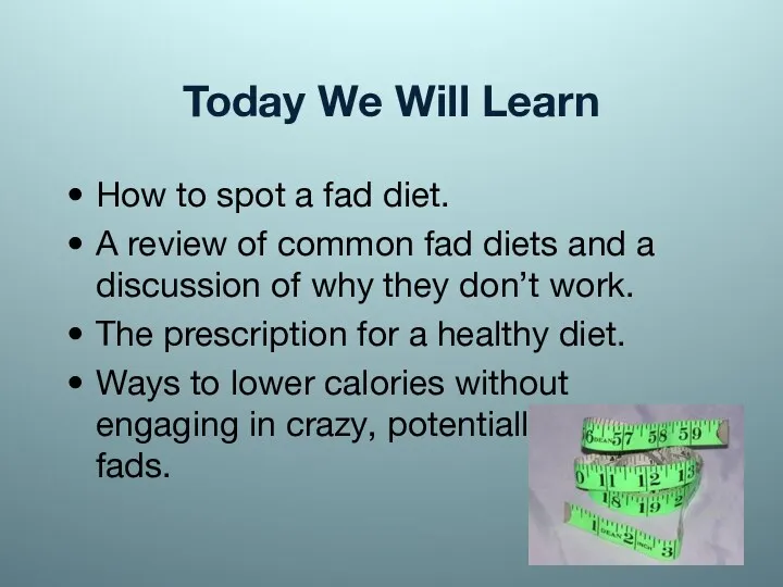 Today We Will Learn How to spot a fad diet.