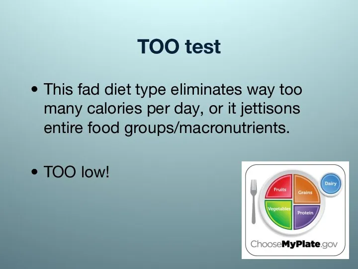 TOO test This fad diet type eliminates way too many