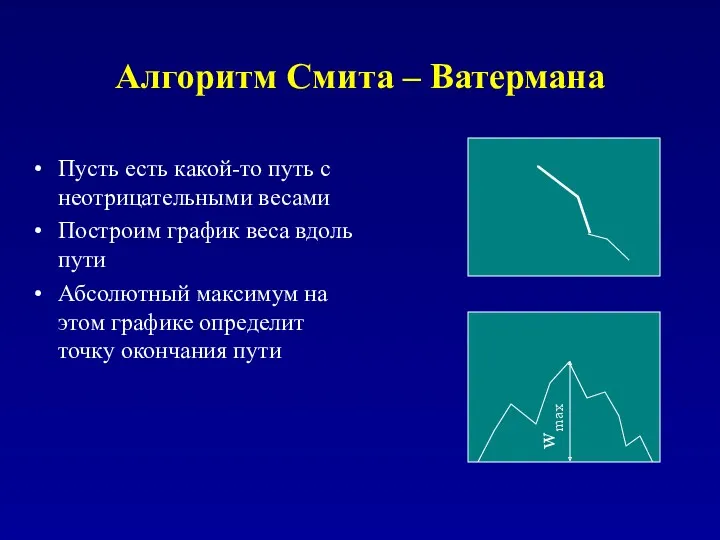 Алгоритм Смита – Ватермана Пусть есть какой-то путь с неотрицательными